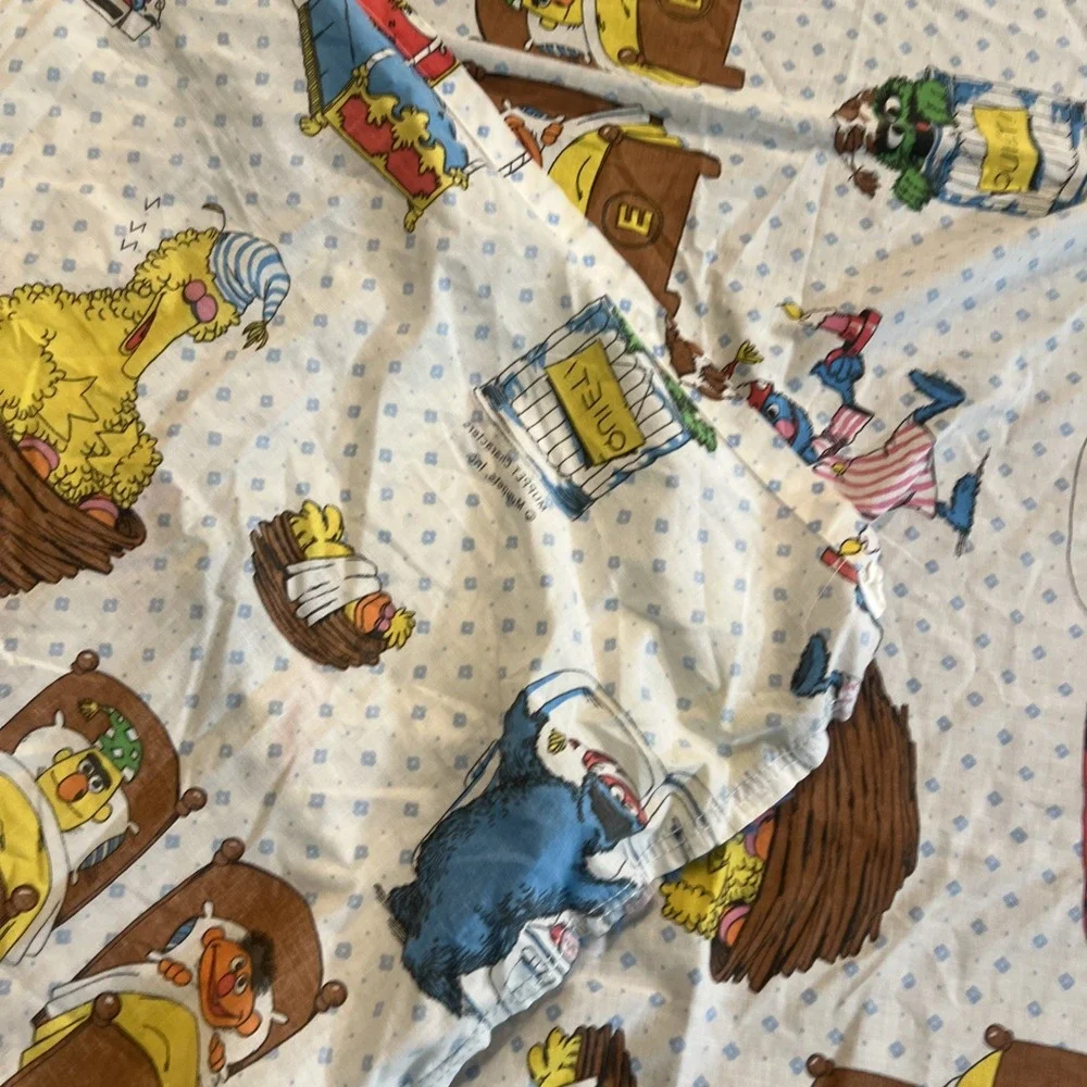 Vintage Sesame Street Muppets Flat Sheet 72x90